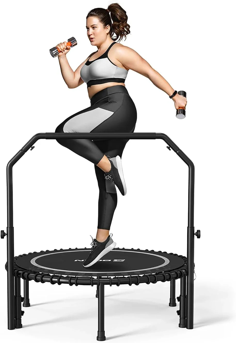 Mini-trampoline pliable BCAN 450/550 lb, trampoline de fitness 40"/48" stable et silencieux