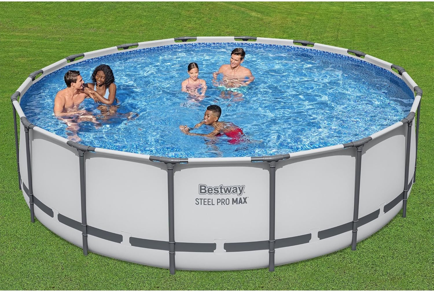 Piscine hors sol extérieure ronde Steel Pro MAX de 4,2 m x 122 cm avec cadre métallique et pompe de filtration de 1 000 litres, échelle et bâche