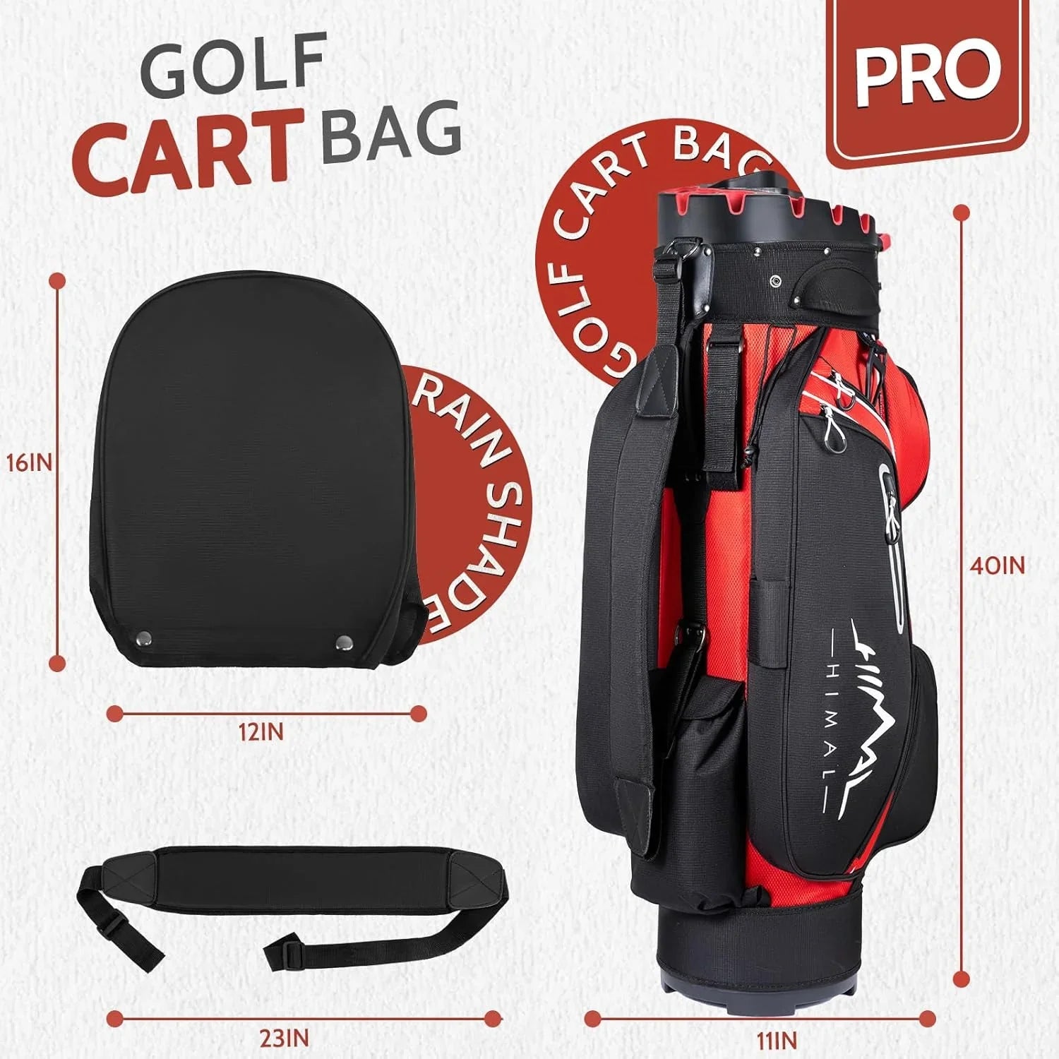 Sac de golf chariot Pro 14 compartiments avec compartiments sur toute la longueur, sac de golf pour homme