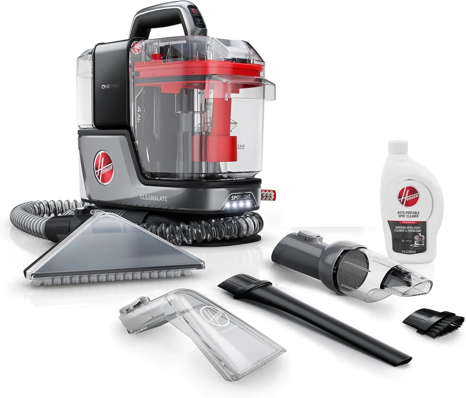 Nettoyeur de tapis et de tissus d'ameublement portable Hoover CleanSlate Plus avec aspiration puissante et plusieurs outils