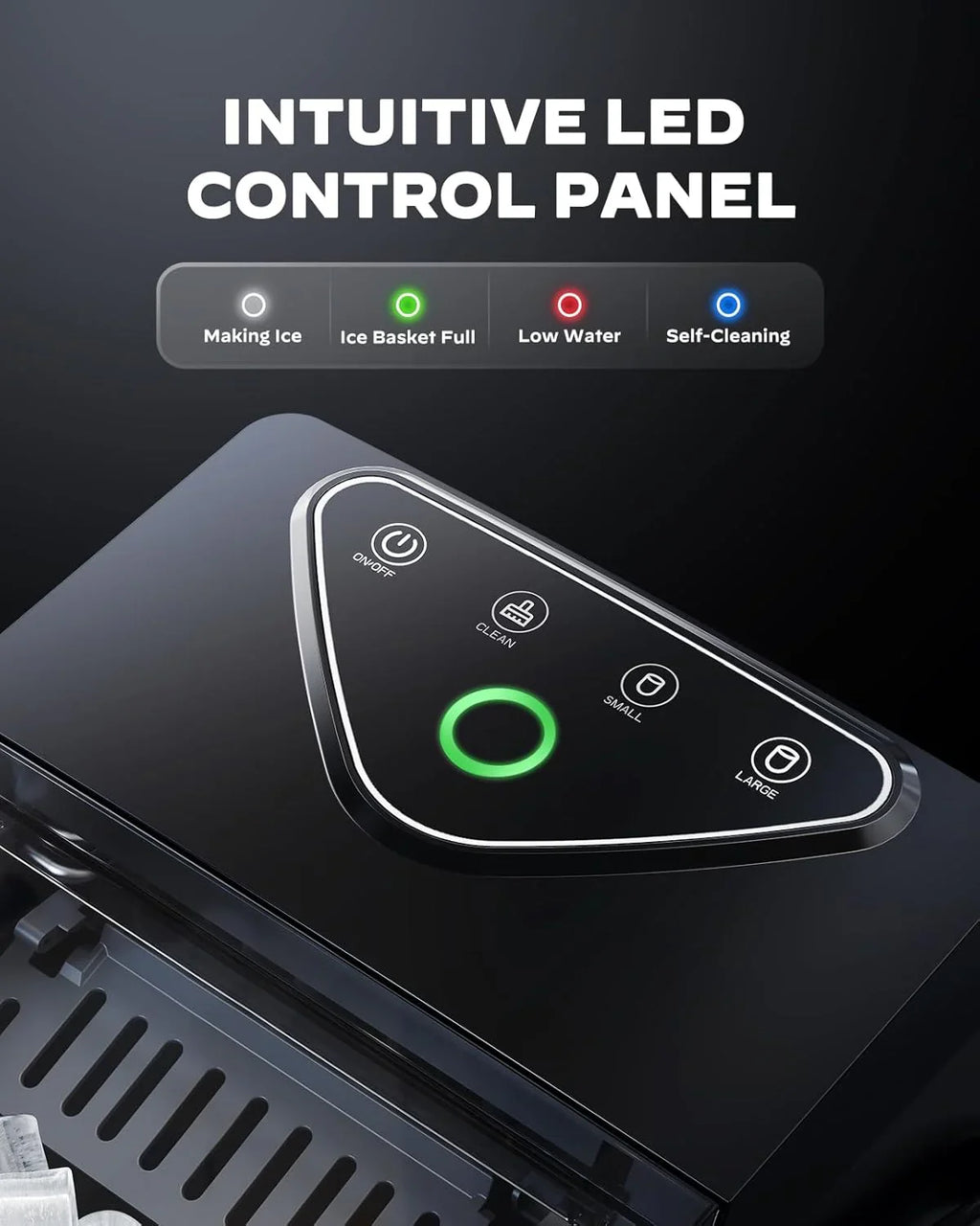 Machine à glaçons de comptoir Silonn avec panier à glaçons extensible, 9 glaçons en 6 minutes, panier à glaçons de 2,5 L, machine à glaçons autonettoyante avec commande tactile à LED