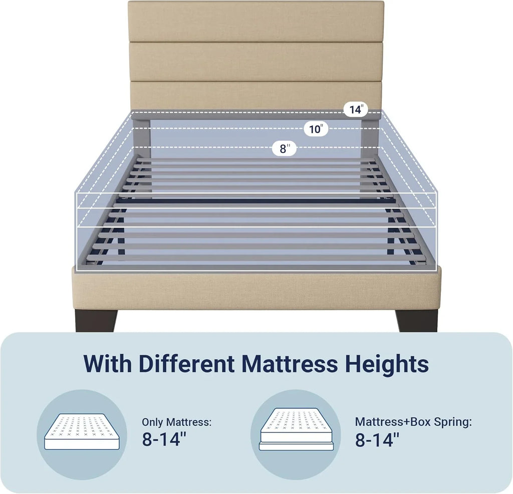 Cadre de lit plateforme Allewie King size avec tête de lit et planches rembourrées en velours