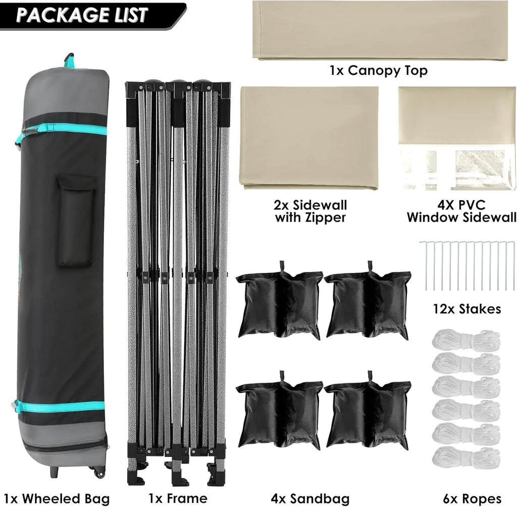 Tente pop-up robuste COBIZI 10x20 avec 6 parois latérales, facile à installer