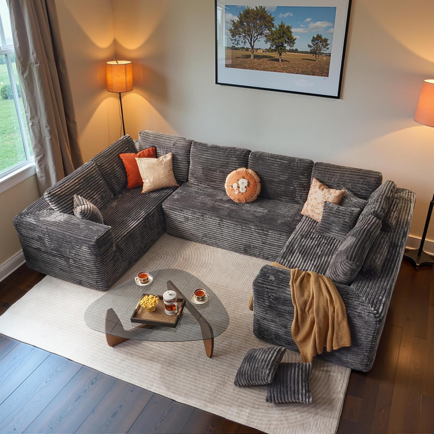 Canapé Ovios 104" Cloud Section Fauteuil en L, canapé modulaire moderne