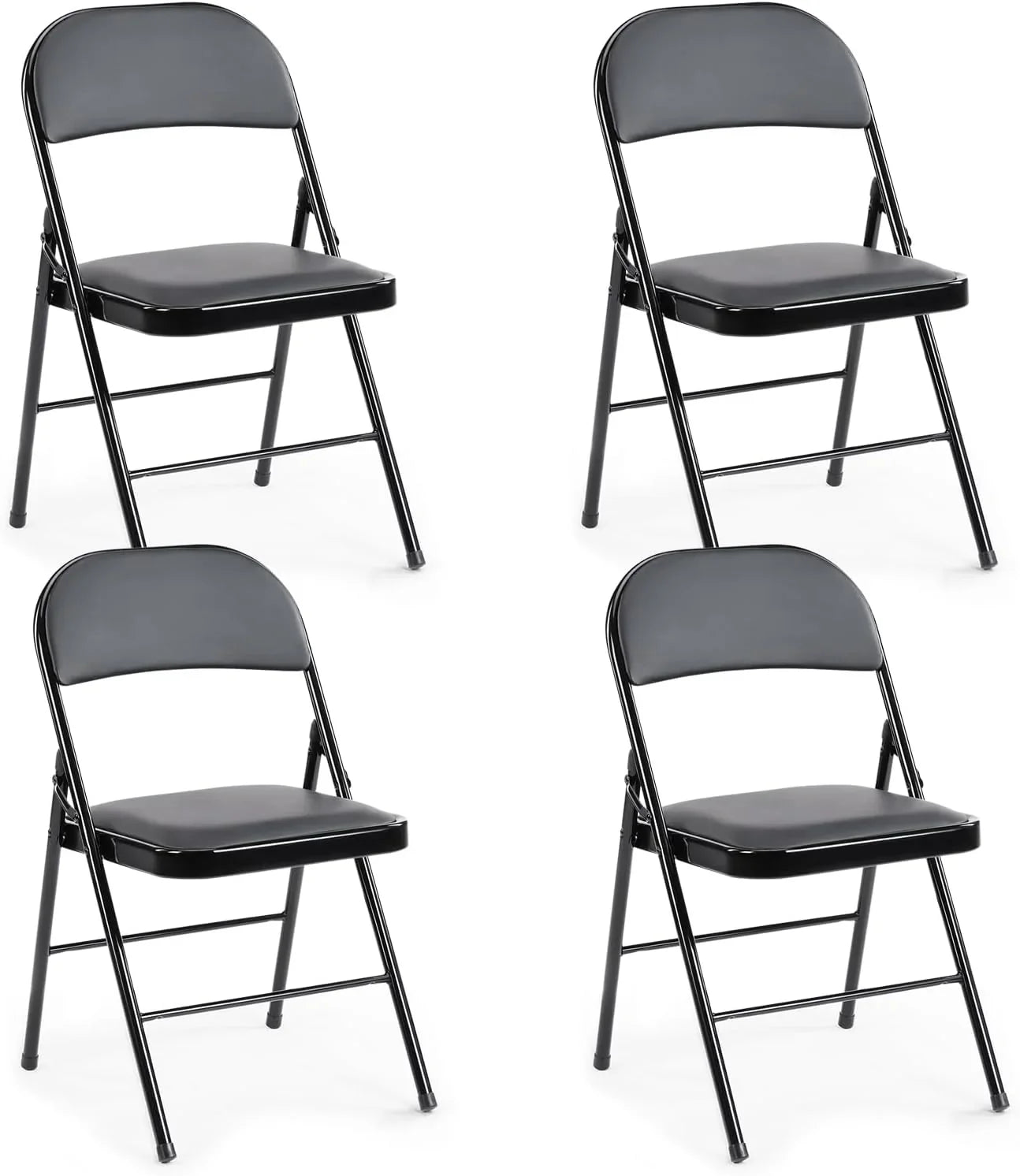 DUMOS Lot de 2 chaises pliantes rembourrées en cuir, siège commercial empilable portable pour intérieur et extérieur