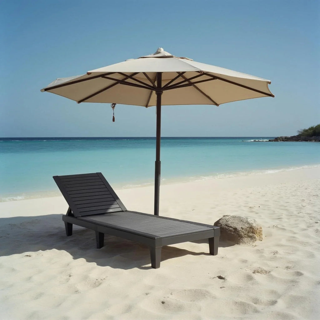 Chaises de patio - Ensemble de 2 chaises longues noires pour l'extérieur, chaise longue de jardin légère