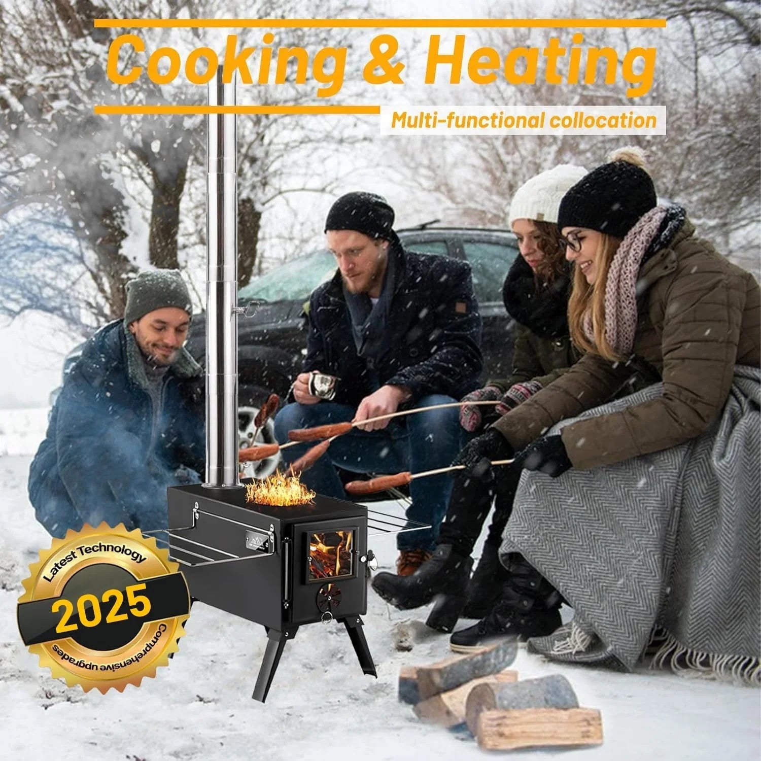 Poêle à bois pour tente chaude, petit poêle à bois pour chauffage et cuisine en extérieur, pêche sur glace, chasse