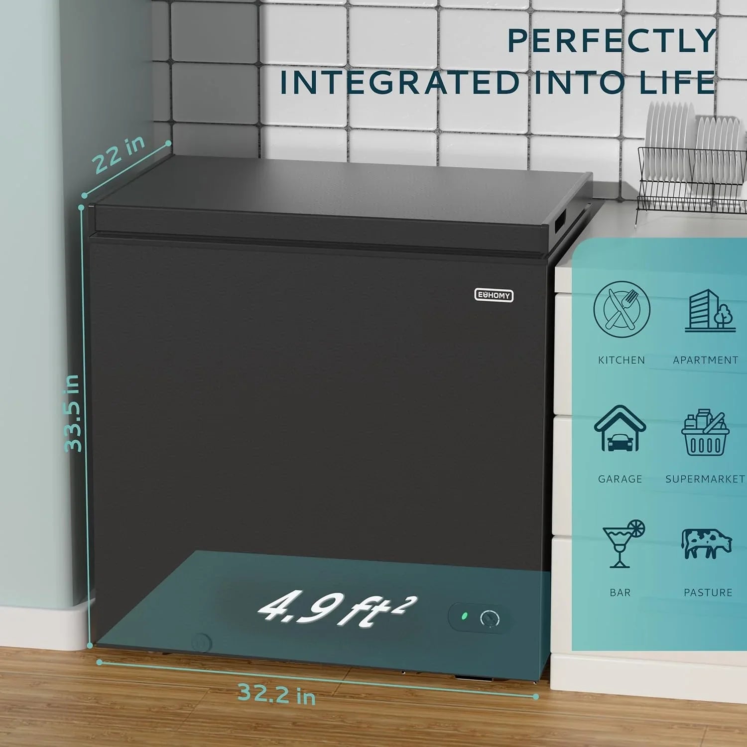 EUHOMY 3.5 Cubic Foot Upright Freezer, Small Deep Freezer, Adjustable 7 Thermostats, Quiet Mini Freezer, Freestanding Top Door