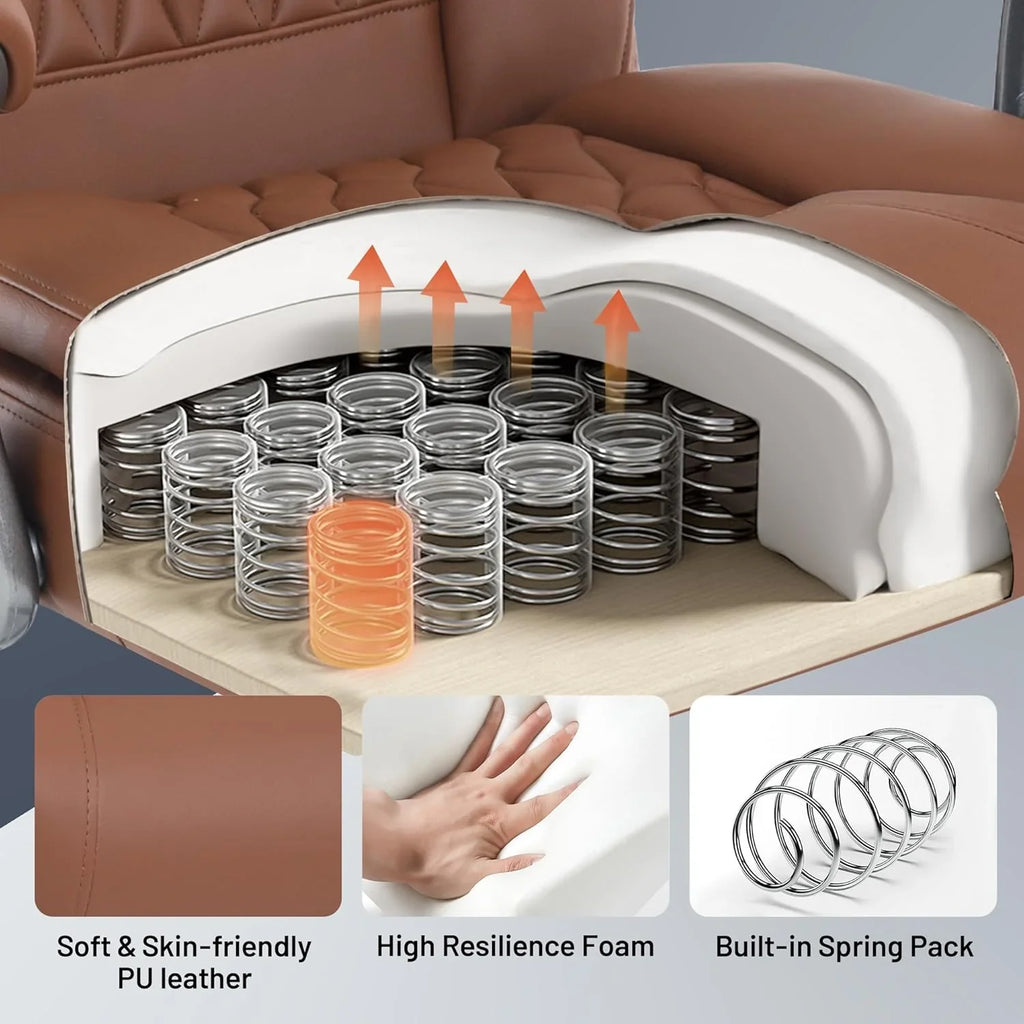 Fauteuil de bureau massant avec chauffage et repose-pieds Fauteuil de bureau ergonomique inclinable pour cadres