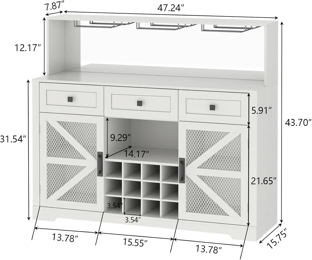 Bar à vin avec éclairage LED, meuble à liqueur avec porte-verres, bar à café pour liqueurs, buffet de rangement avec casiers à vin, armoire à vin