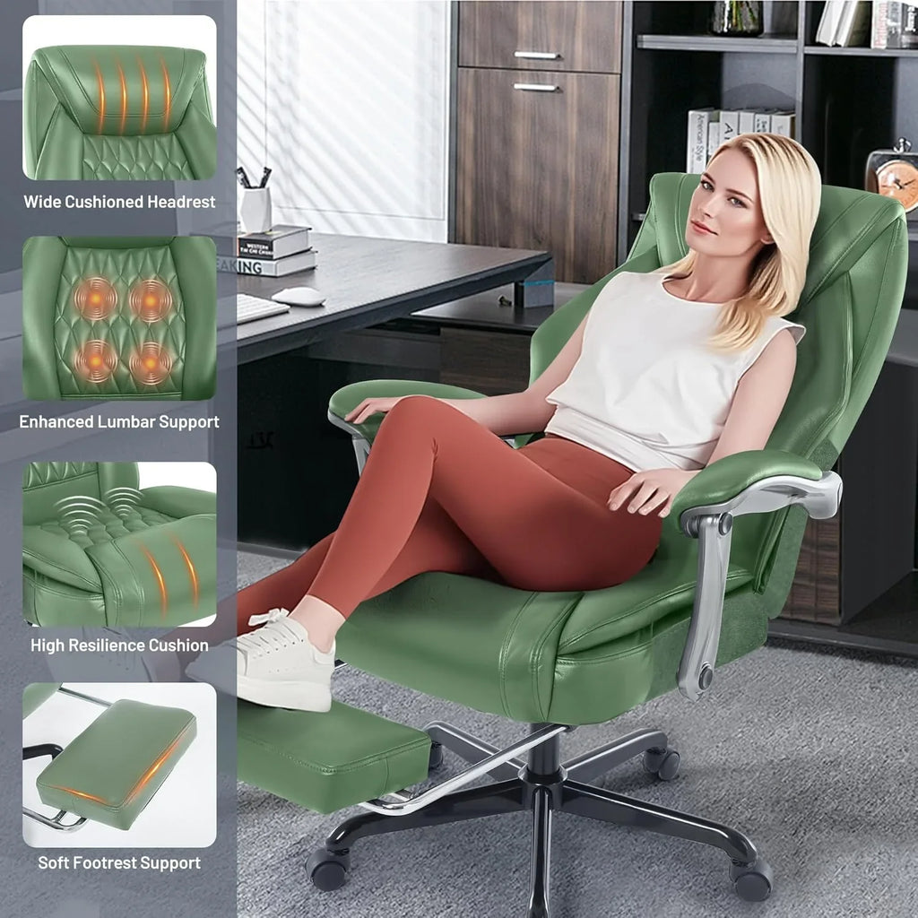Fauteuil de bureau massant avec chauffage et repose-pieds Fauteuil de bureau ergonomique inclinable pour cadres