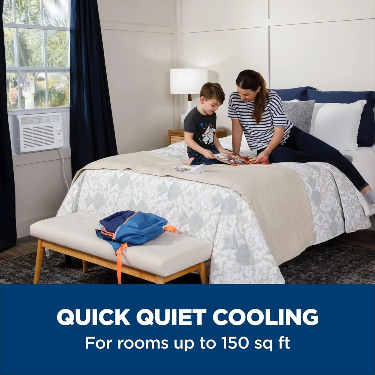 Climatiseur de fenêtre GE, 5 000 BTU pour petites pièces jusqu'à 150 pi² avec ventilateur réglable manuellement et réglages de refroidissement