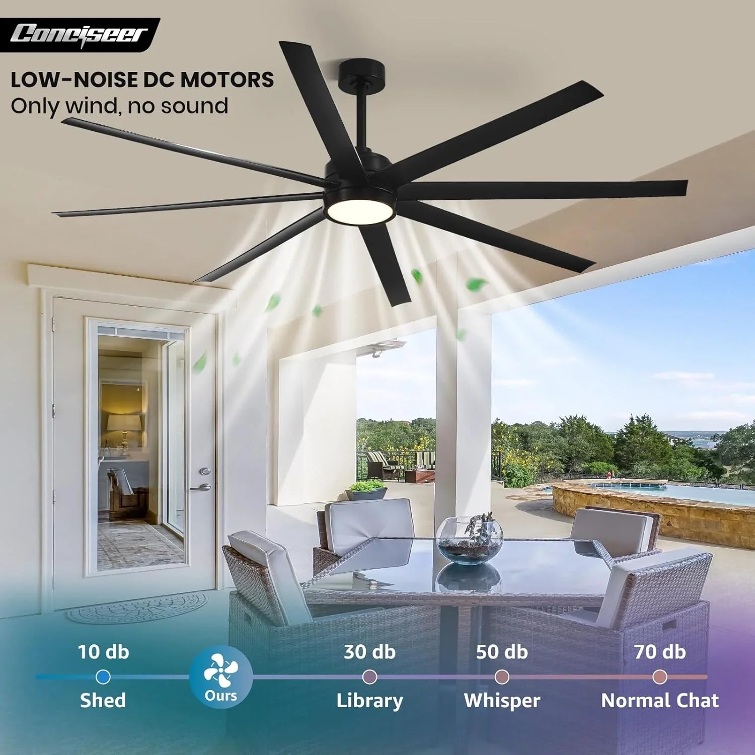 Ventilateur de plafond moderne 72 pouces chambre salon bibliothèque café extérieur/industriel