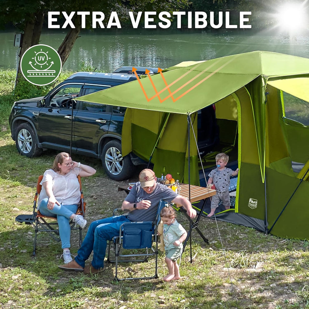 Tente SUV Timber Ridge 5 à 9 personnes avec porche et auvent pour camping familial