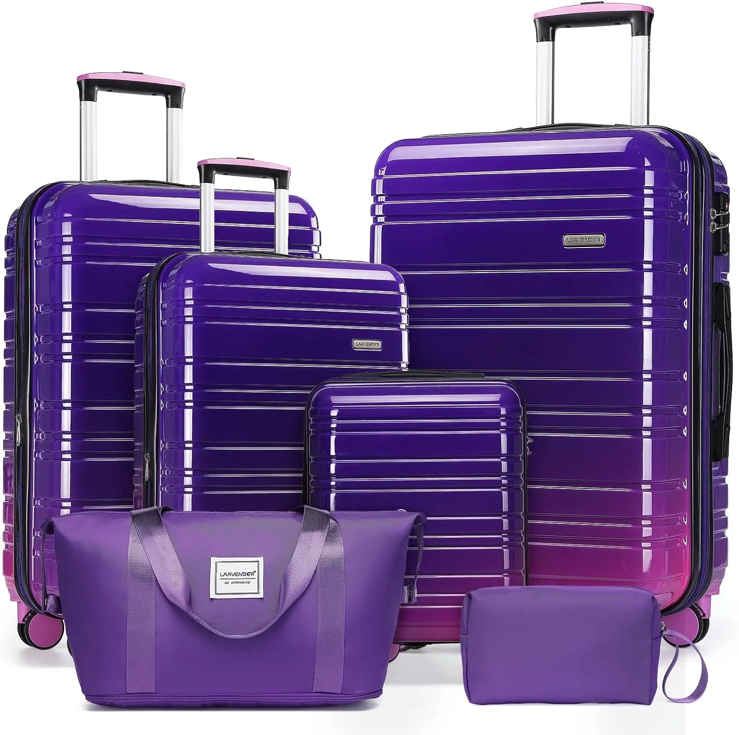 Ensemble de bagages 6 pièces, ensemble de valises rigides extensibles avec roulettes pivotantes, ensemble de bagages à roulettes légers