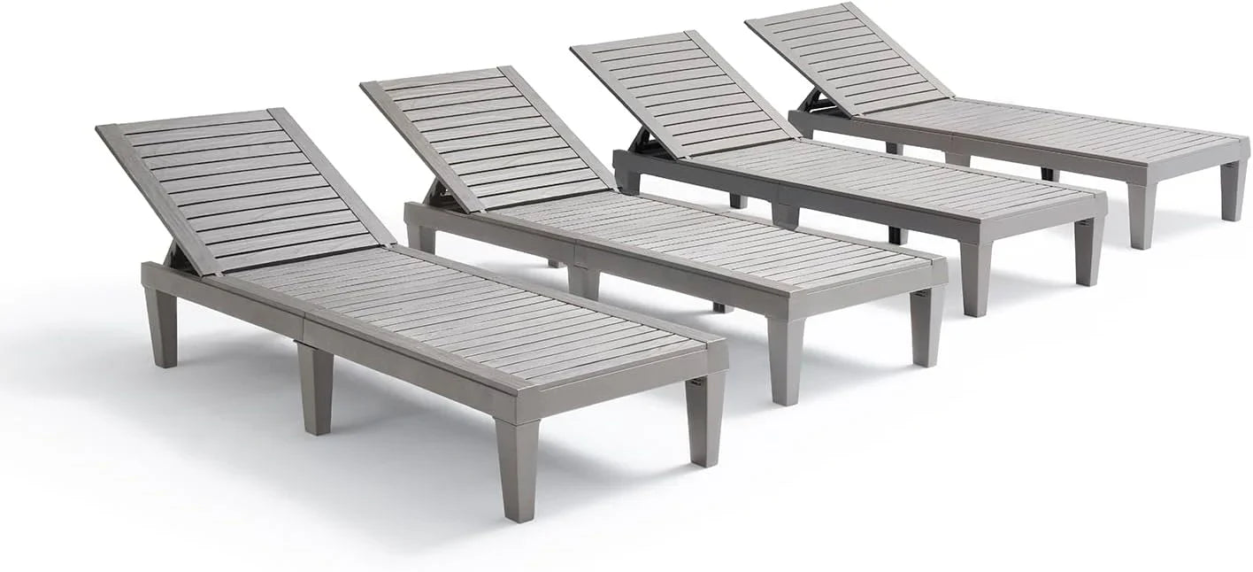 Chaises de patio - Ensemble de 2 chaises longues noires pour l'extérieur, chaise longue de jardin légère