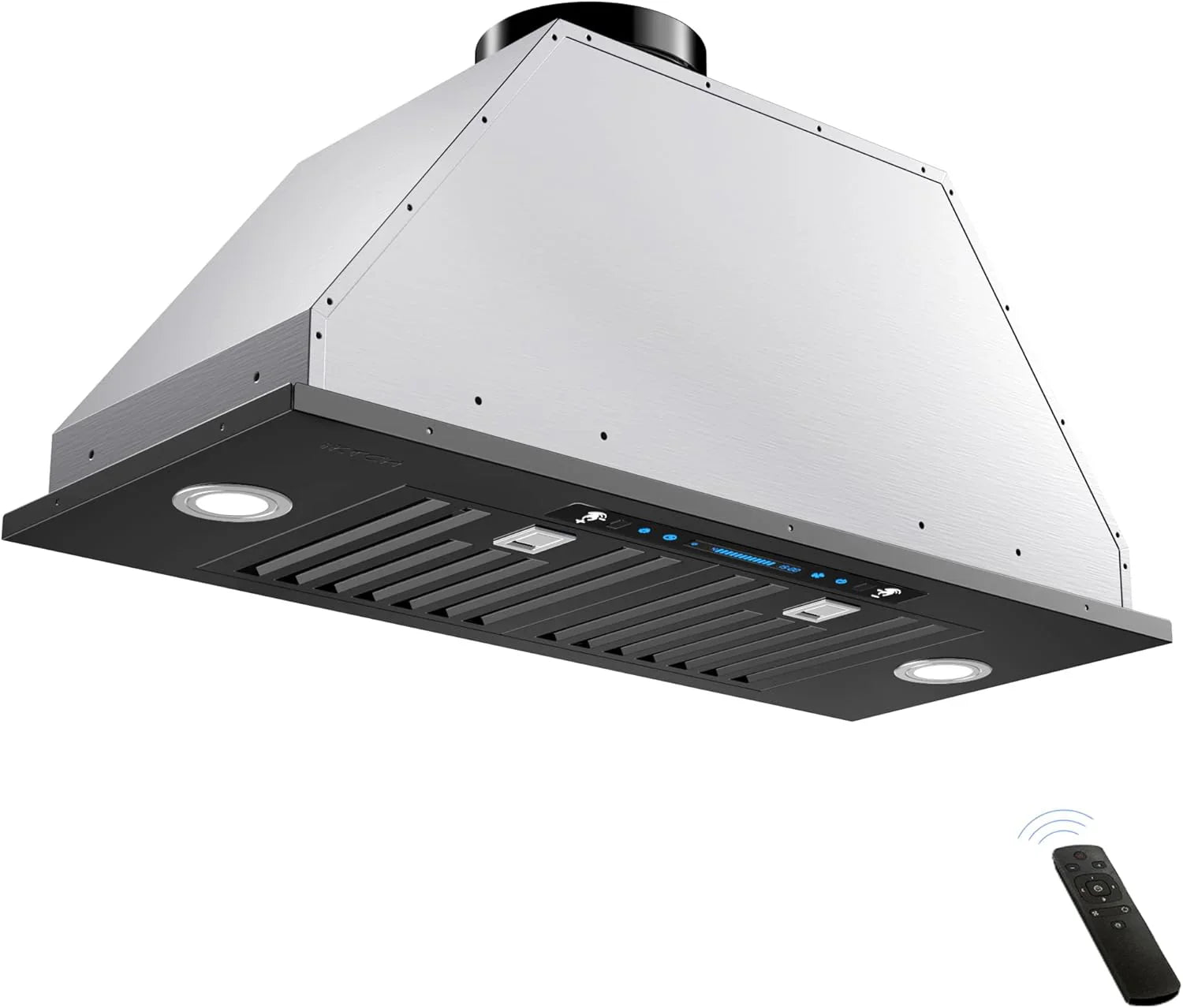 Hotte de cuisine encastrable/enfichable IKTCH 30 po 900 pi³/min, avec ou sans conduit, convertible en acier inoxydable