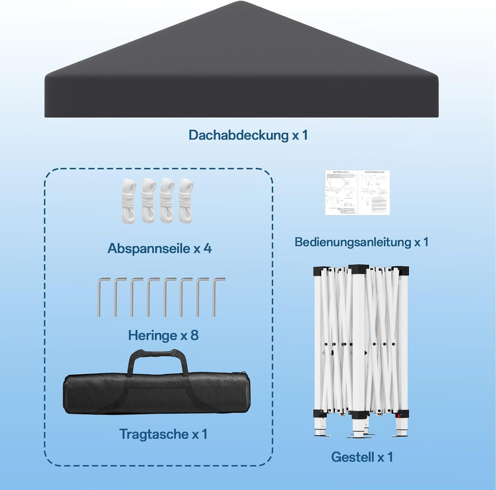 Gazebo pliant étanche JUMMICO, gazebo de jardin extérieur, gazebo pliant à hauteur réglable,
