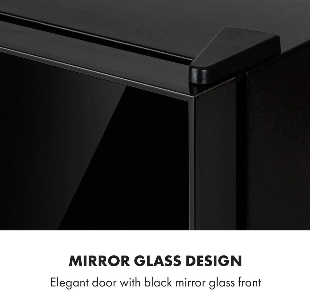 KLARSTEIN Frosty - Mini-réfrigérateur, Capacité de 10 litres, Compact, Eclairage intérieur LED blanc, 12 et 18 °C, Clayette en verre, Elégante porte, Nettoyage facile, Noir