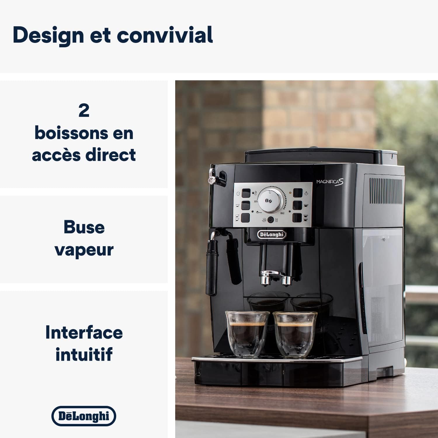 De'Longhi Magnifica S ECAM11.112.B  Machine à Café Automatique/ à Espresso du Grain à la Tasse Avec Buse à Lait, avec 4 Recettes à Touche Unique Panneau de Contrôle Soft-Touch 1450W