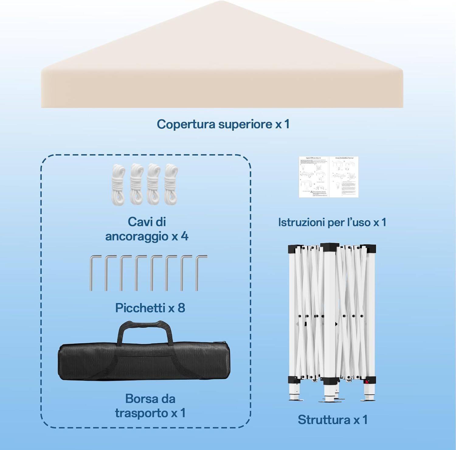 Gazebo pliant étanche JUMMICO, gazebo de jardin extérieur, gazebo pliant à hauteur réglable,