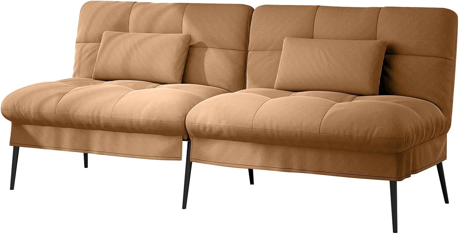 COMHOMA Slaapbank met slaapfunctie - Omvormbare futonhoes - Hoekbank - 3-zits gastenbank - met verstelbare stoffen rugleuning - Grijs 