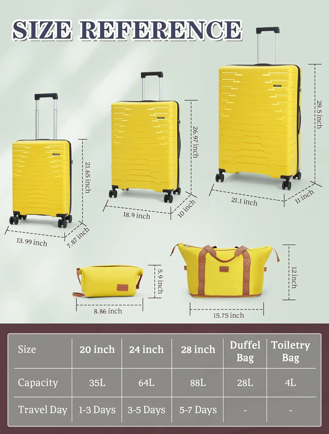 Ensemble de 5 bagages à roulettes, valise rigide en ABS avec roulettes pivotantes