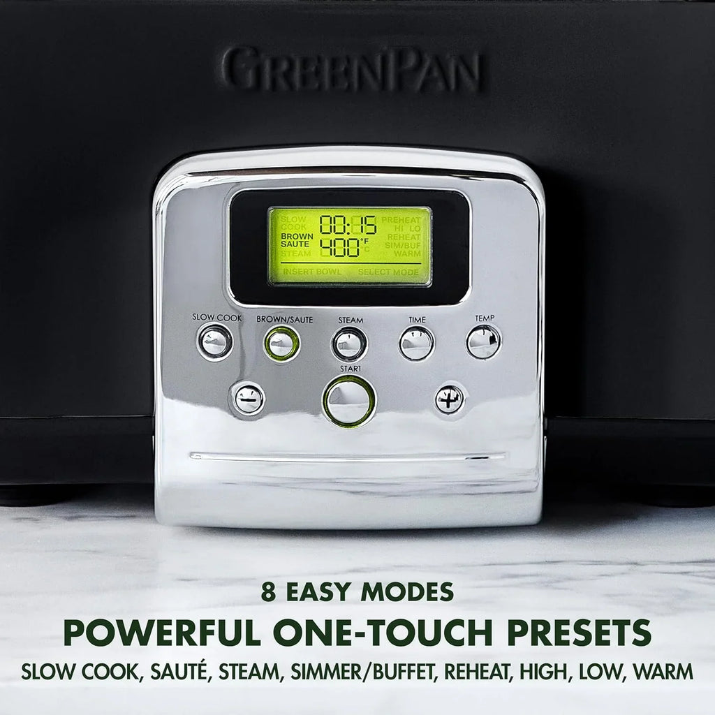 Mijoteuse électrique programmable 8 en 1 de 6 litres avec couvercle lavable au lave-vaisselle et base amovible