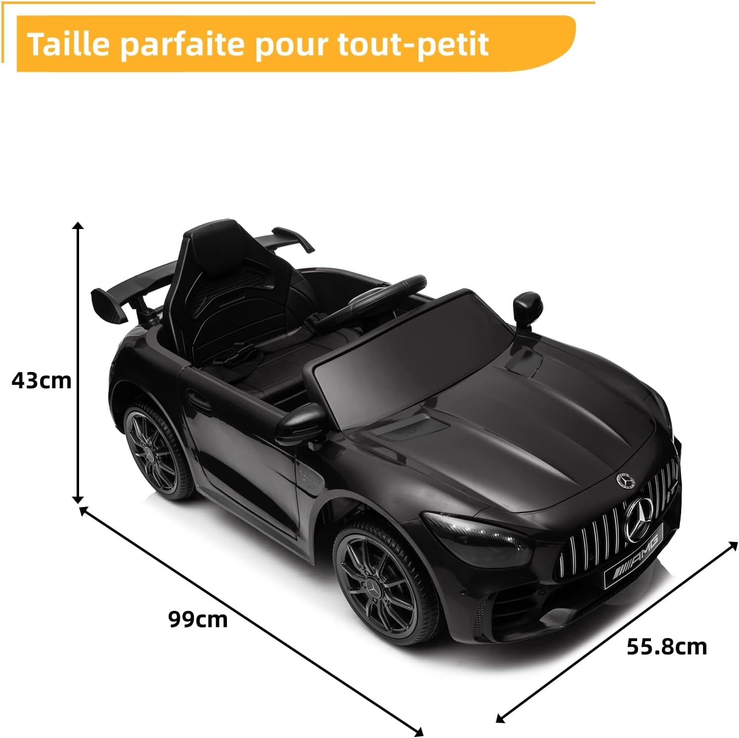 LALAHO Voitures électriques pour Enfants Mercedes Benz AMG avec Télécommande 2.4G, Véhicule électrique Enfant 2 Portes avec MP3 (Blanc)