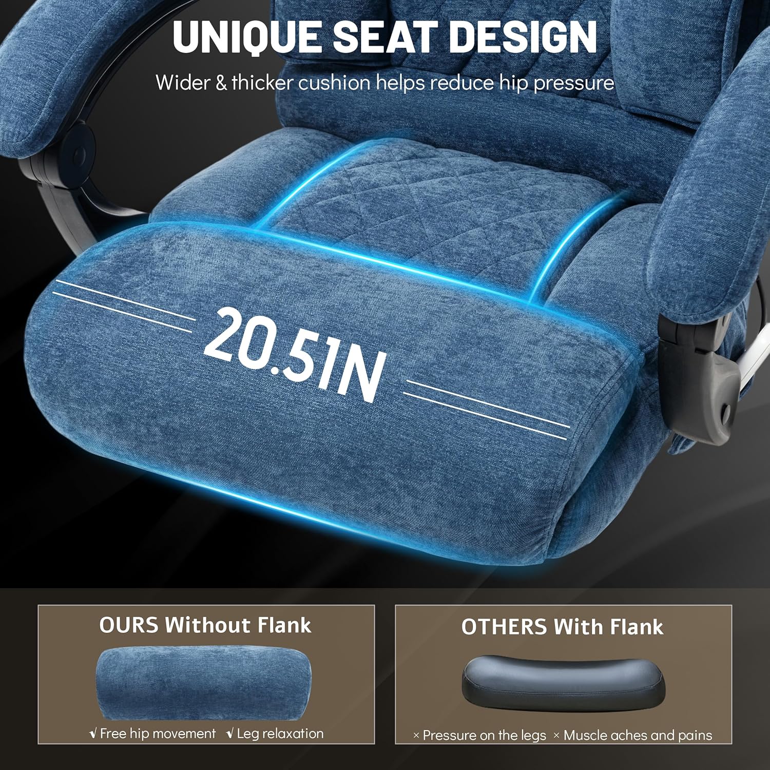 Chaise de bureau de massage avec repose-pieds, grande et haute chaise de bureau en cuir 500 lb