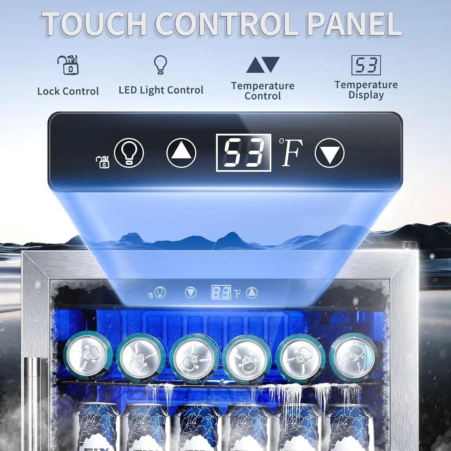 Réfrigérateur à boissons NJStar 68 canettes, mini-réfrigérateur à porte vitrée pour bière, boissons et vin, petit réfrigérateur autonome