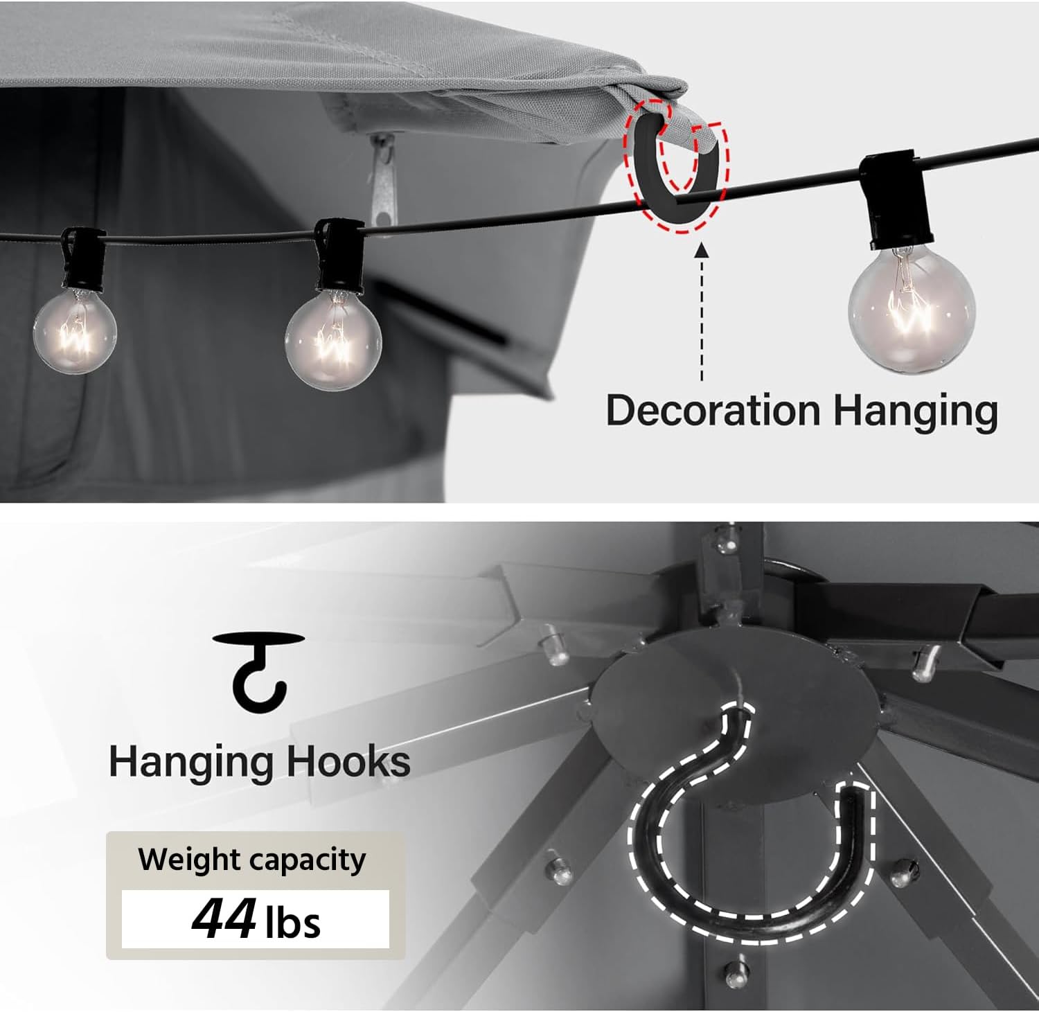 Tente pavillon d'extérieur améliorée à double toit, auvent imperméable UV50+ avec filet et crochets