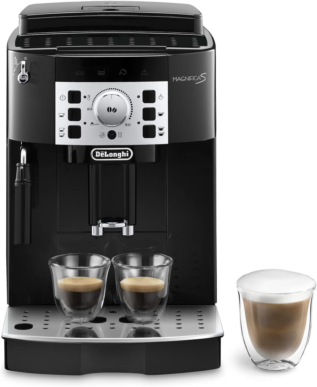 De'Longhi Magnifica S ECAM11.112.B  Machine à Café Automatique/ à Espresso du Grain à la Tasse Avec Buse à Lait, avec 4 Recettes à Touche Unique Panneau de Contrôle Soft-Touch 1450W