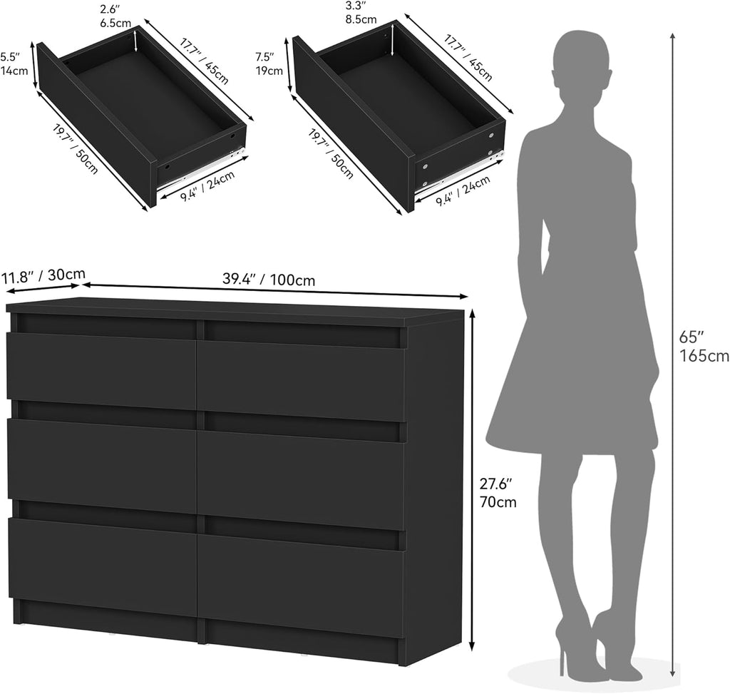 Commode YITAHOME avec 6 tiroirs, meuble de rangement moderne pour chambre à coucher,