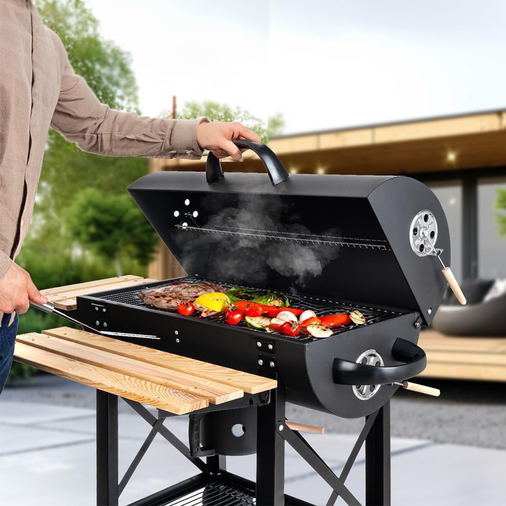 Couvercle de gril de cuisson LEHMANN Charcoal Grill XL, roues et poignées chauffantes,