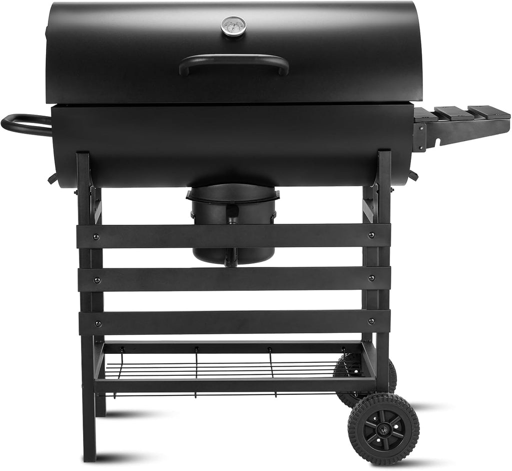 TEENO Houtskoolbarbecue, XXL kookrooster, anti-verbrandingshandschoenen, thermometer, aslade, verstelbare ventilatieopening, grote houtskoolbarbecue (basismodel) 