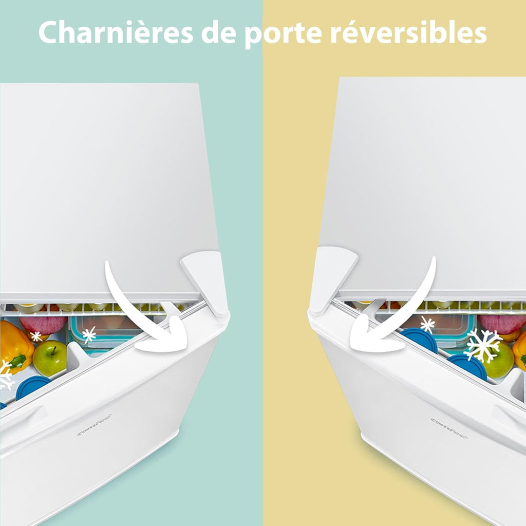 Comfee' RCD50WH2(E) Mini Réfrigérateur/Glacière 43L avec Compartiment Congélateur/Petit Réfrigérateur pour Chambre et Bureau/Refroidissement Rapide dans le Refroidisseur/Contrôle de Température/Blanc