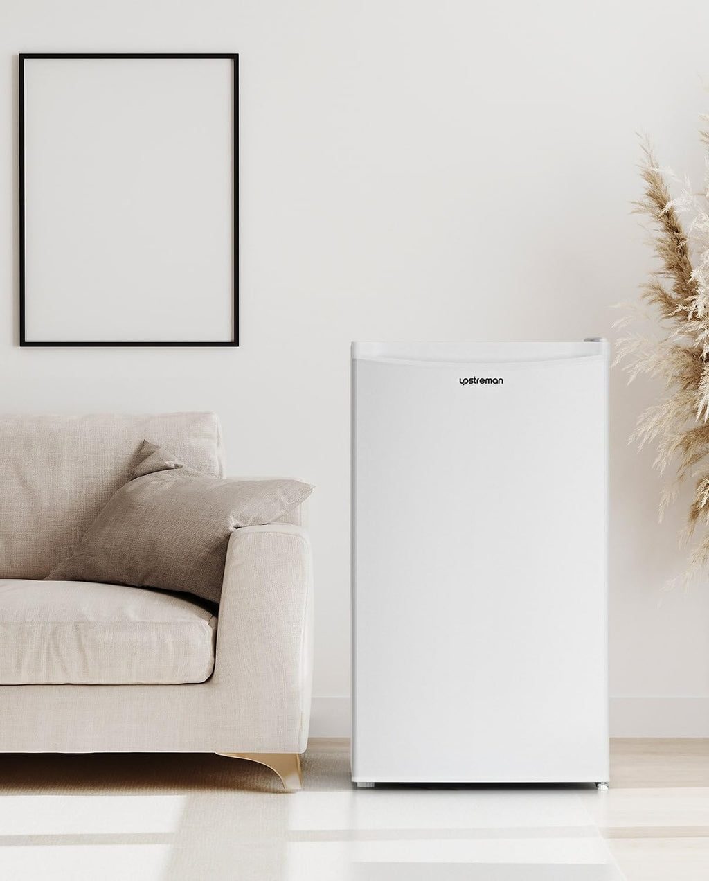 Mini réfrigérateur avec compartiment congélateur, bac à légumes 91L, thermostat réglable, silencieux