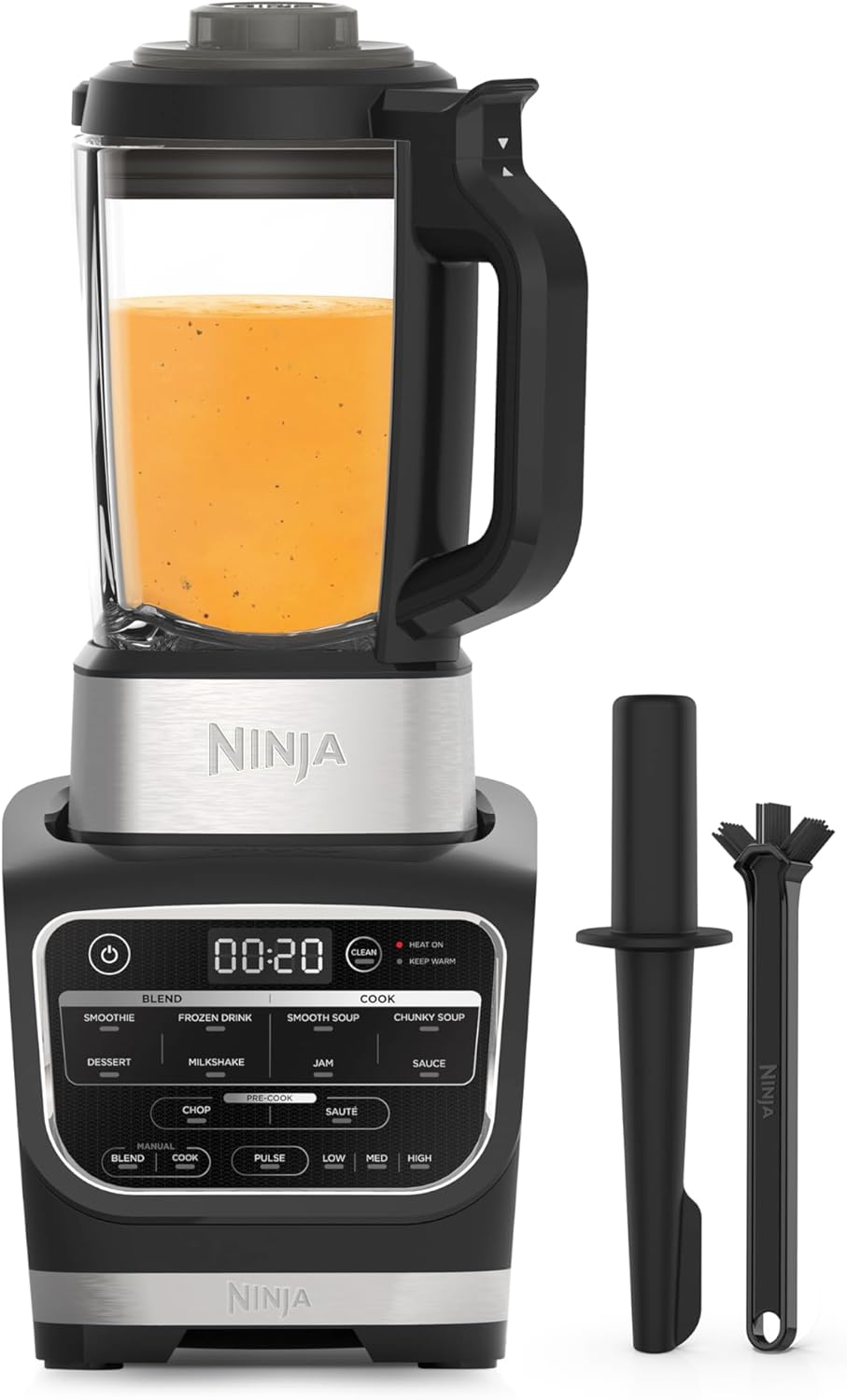 Ninja Foodi blender en soepmixer, 10 Auto-iQ programma's, 1,7 liter glazen kan, warm- en koudmixer, ingebouwd verwarmingselement, reinigingsprogramma en borstel, 1000 W, zwart HB150EU 