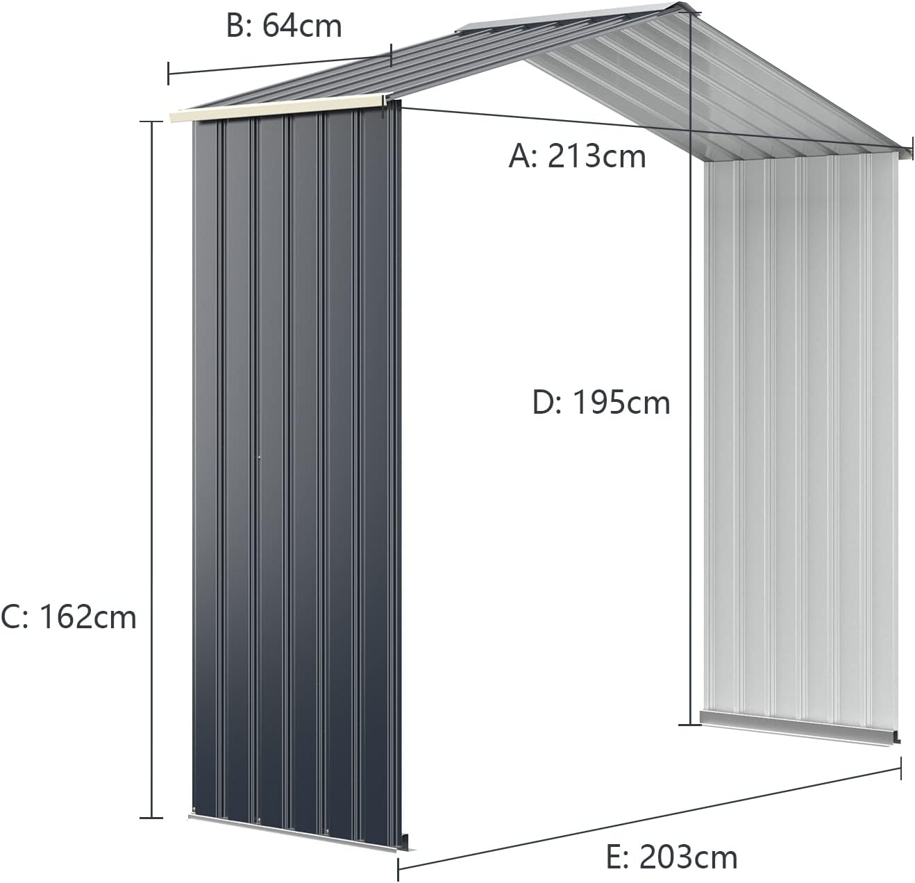 Abri de jardin en métal Costway + 1 kit d'extension avec 2 portes coulissantes verrouillables, 4 trous de ventilation, toit incliné pour vélo
