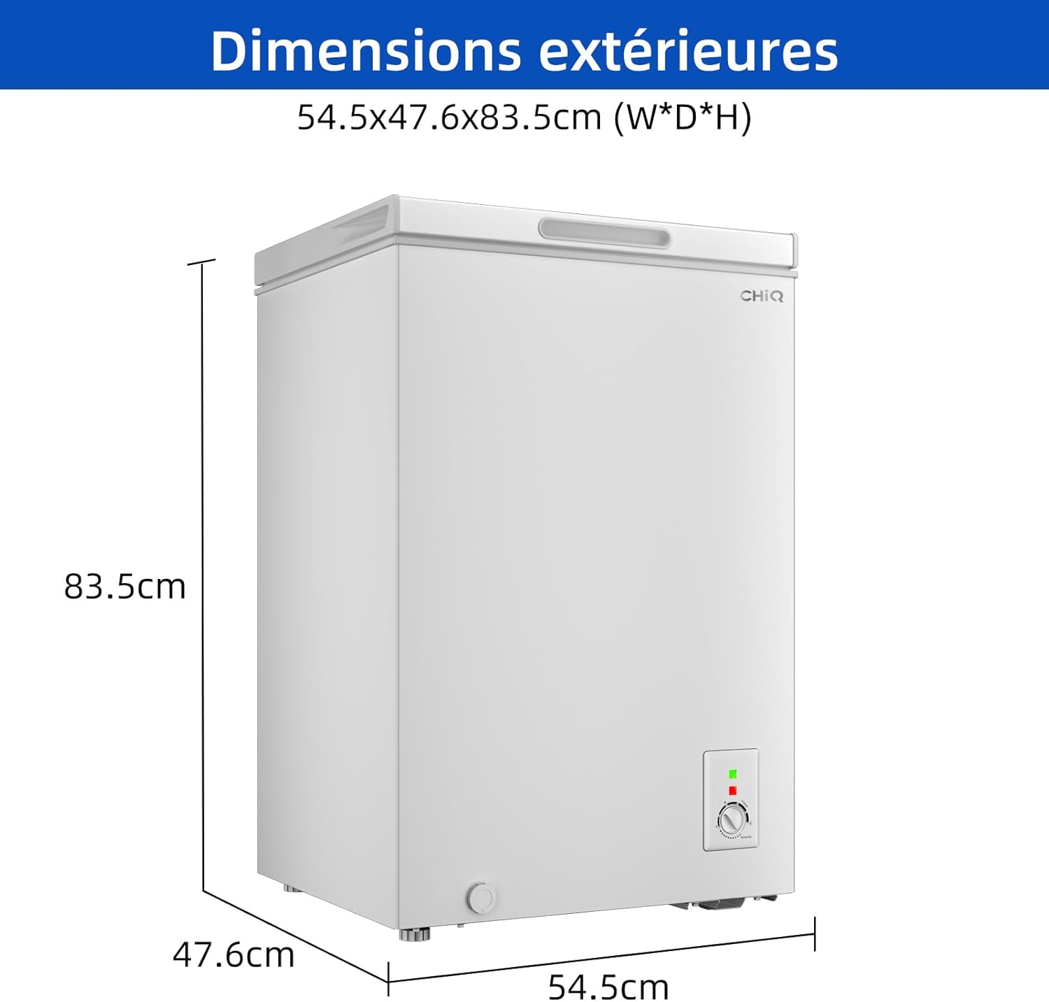 Congélateur vertical 99 L 54,5 x 47,6 x 83,5 cm Design compact Congélation 4 étoiles Contrôle constant de la température