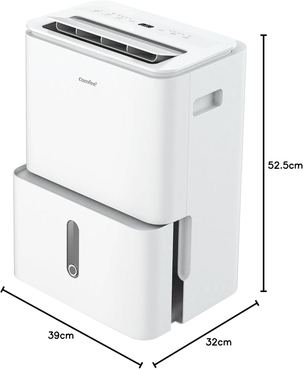 Déshumidificateur puissant COMFEE, absorbe jusqu'à 50 L/jour, sèche-linge, mode confort, grand réservoir de 6 L, minuterie 24 h, idéal pour les grandes pièces de 101 à 116 ㎡, MDDPE-50DEN7, cave, sous-sol