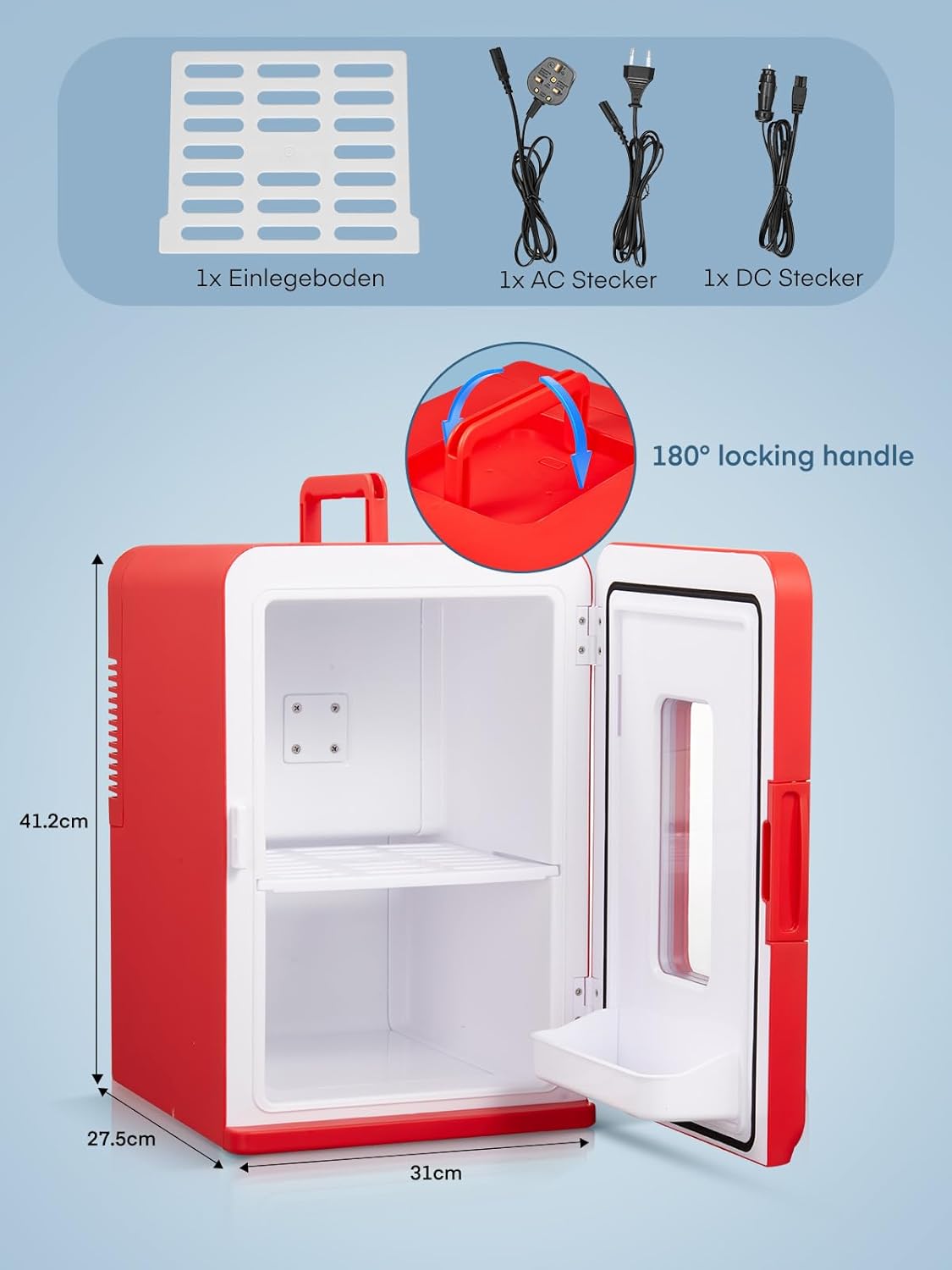 Mini réfrigérateur FOHERE 15 L/21 canettes, petit réfrigérateur portable 240 V/12 V, mode silencieux, fonction chaud/froid, cosmétique noir