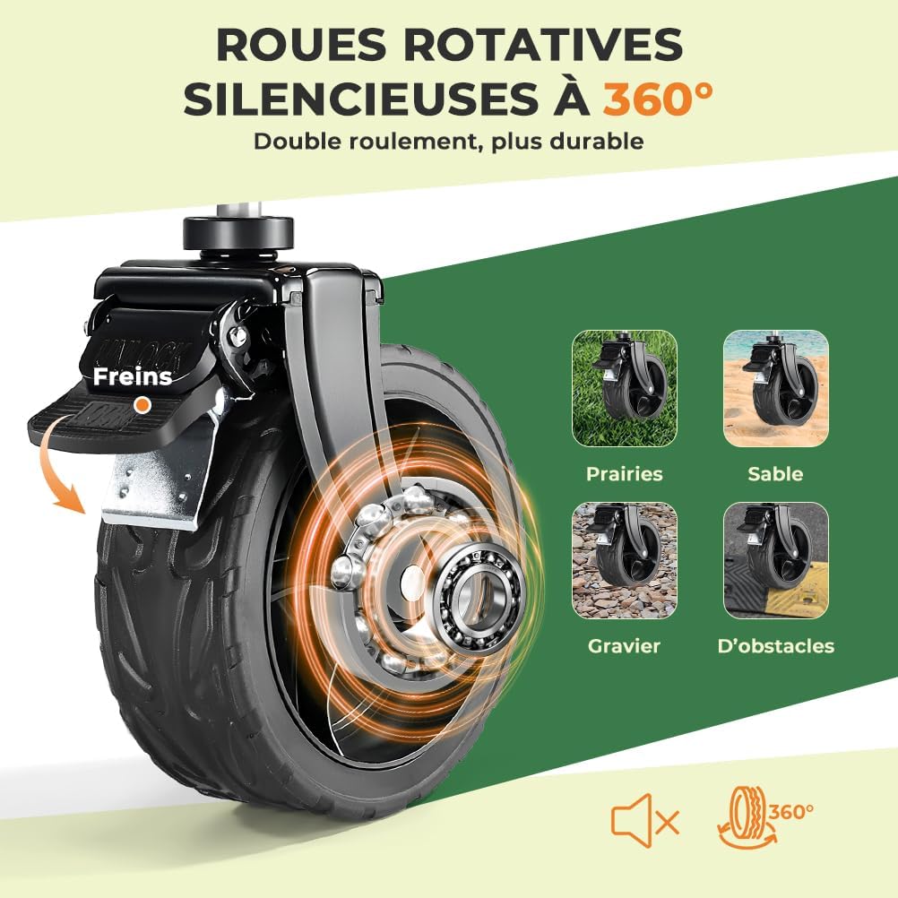 SLIDBEAT Chariot de transport pliable tout terrain pour plages et shopping