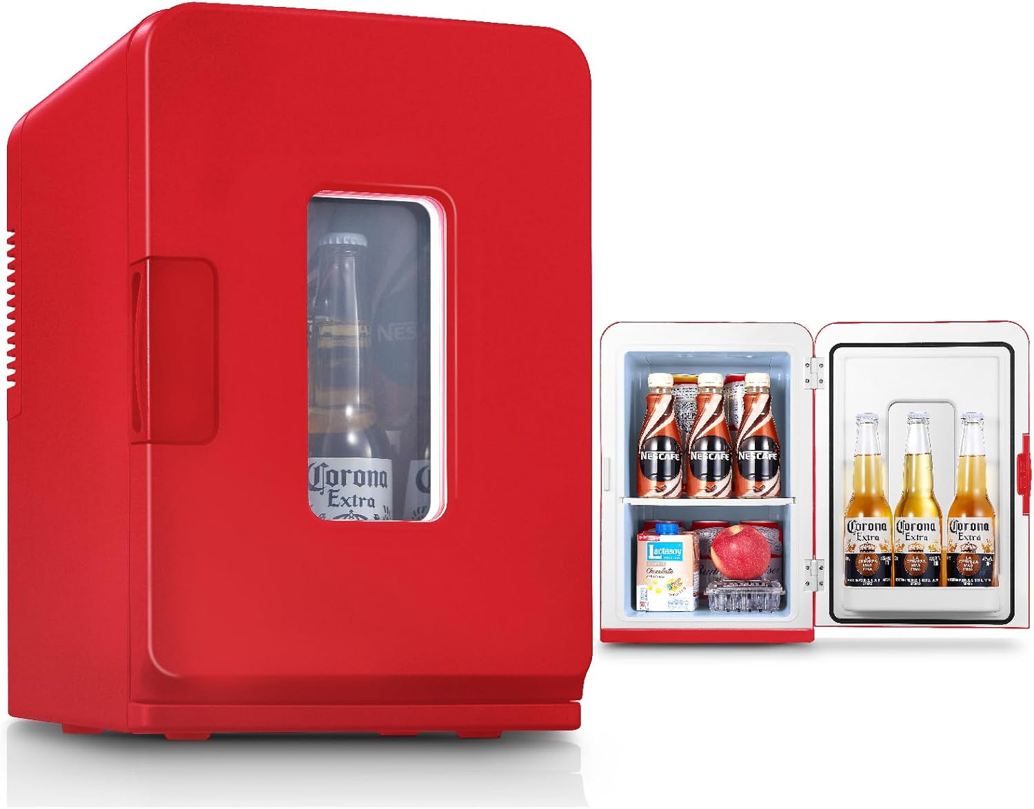 Mini réfrigérateur FOHERE 15 L/21 canettes, petit réfrigérateur portable 240 V/12 V, mode silencieux, fonction chaud/froid, cosmétique noir