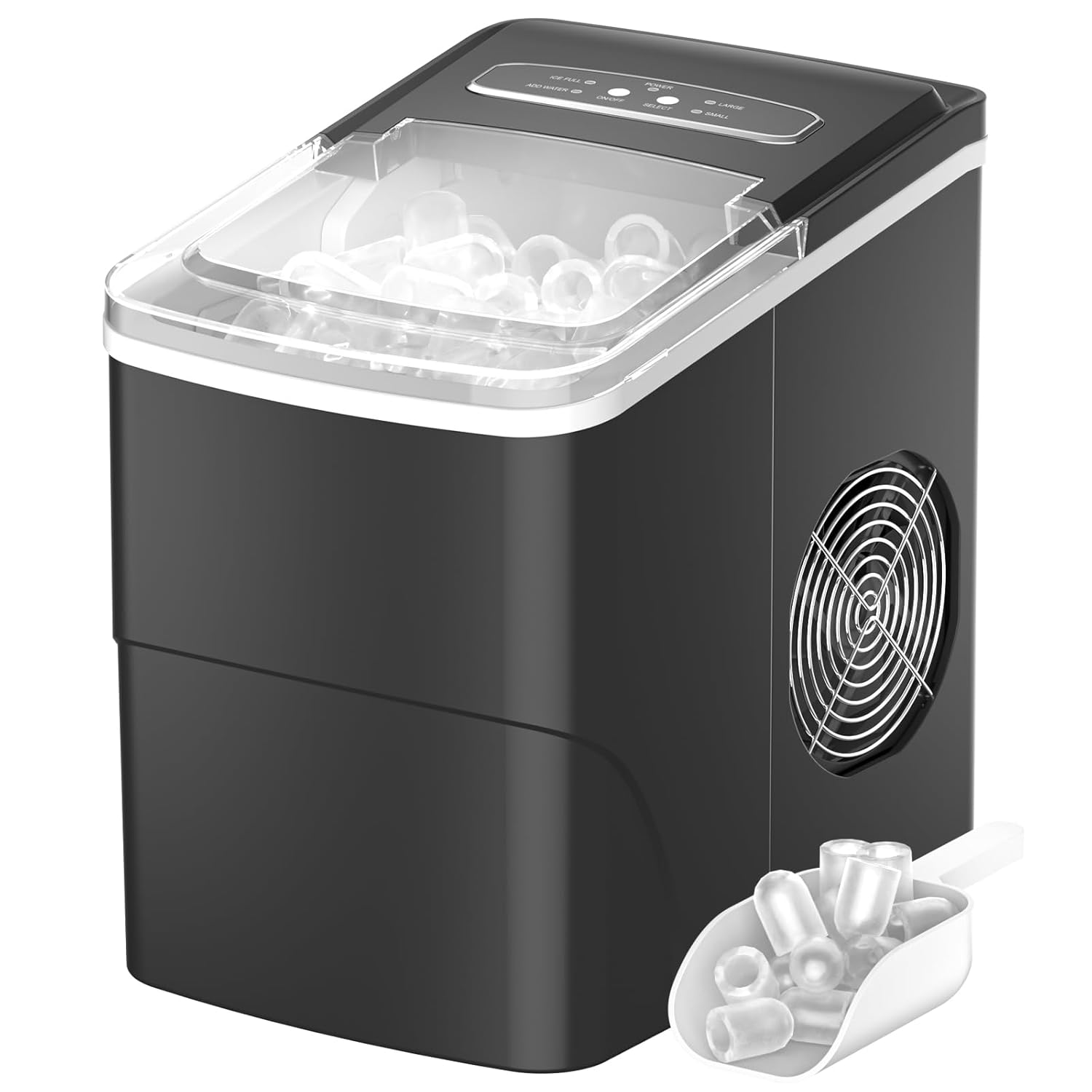 Machine à glaçons Produit 12 kg de glace en 24 heures Produit 9 glaçons en 6 à 8 minutes Livré avec une pelle à glace réversible et une poignée de transport