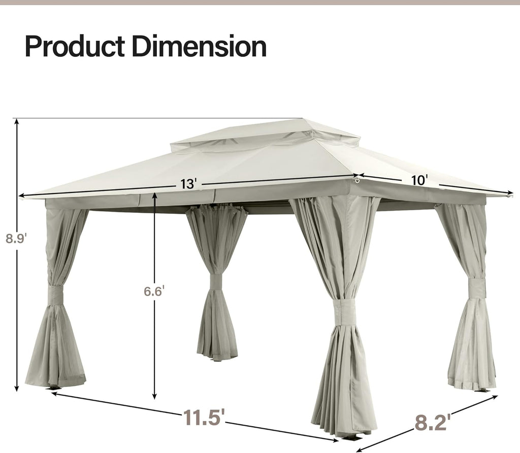 Tente pavillon d'extérieur améliorée à double toit, auvent imperméable UV50+ avec filet et crochets