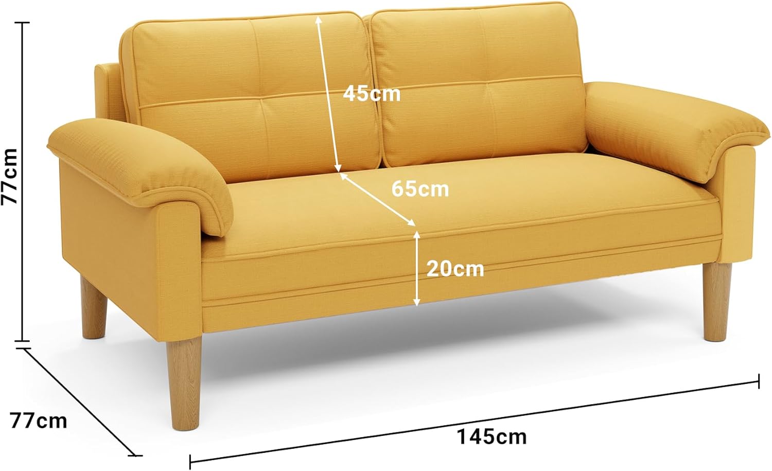 Canapé 2 places Xbro - petit canapé 2 places avec accoudoirs et poches latérales, canapé moderne