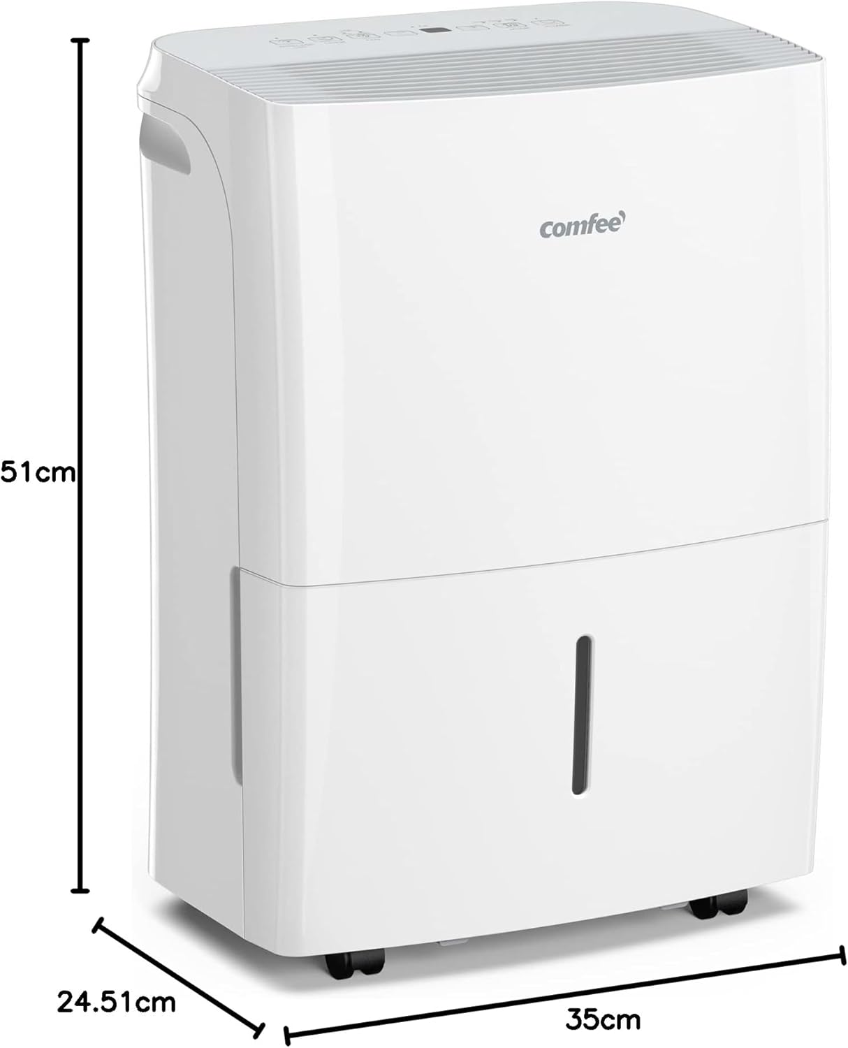 Déshumidificateur puissant COMFEE, absorbe jusqu'à 50 L/jour, sèche-linge, mode confort, grand réservoir de 6 L, minuterie 24 h, idéal pour les grandes pièces de 101 à 116 ㎡, MDDPE-50DEN7, cave, sous-sol