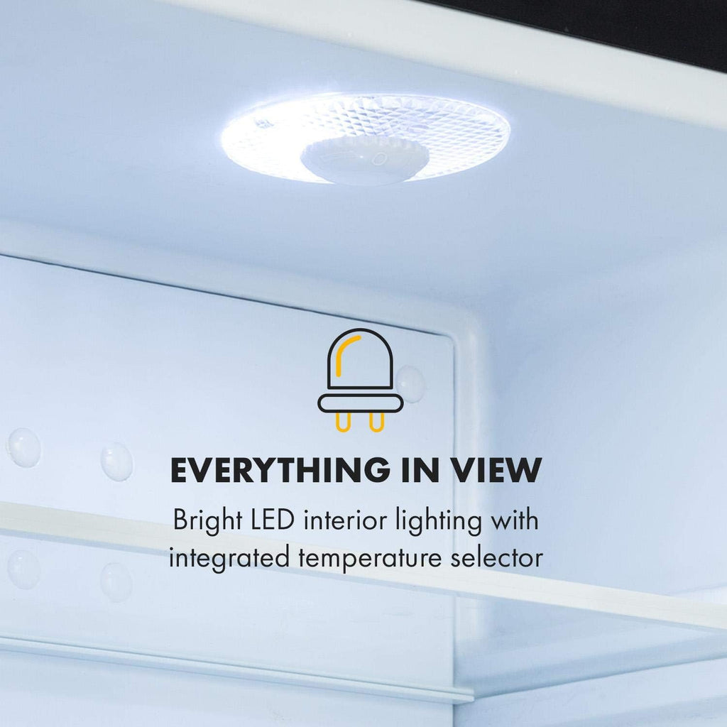 KLARSTEIN Frosty - Mini-réfrigérateur, Capacité de 10 litres, Compact, Eclairage intérieur LED blanc, 12 et 18 °C, Clayette en verre, Elégante porte, Nettoyage facile, Noir